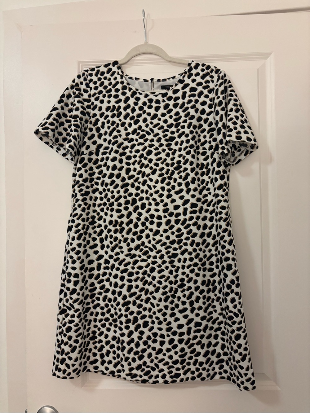 Ann Taylor Animal Print Short Sleeve Shift Lined Dress